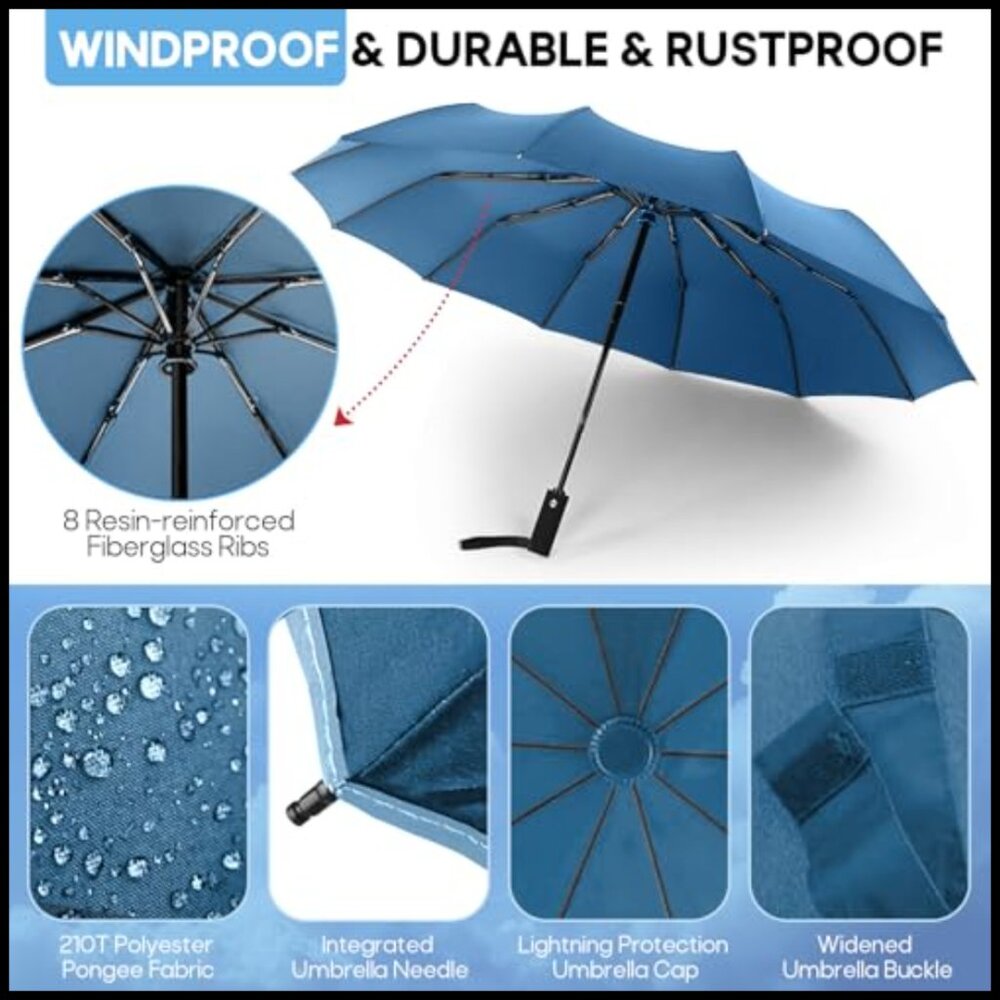 Windproof Travel Umbrella Automatic Open Close Co… - image 4